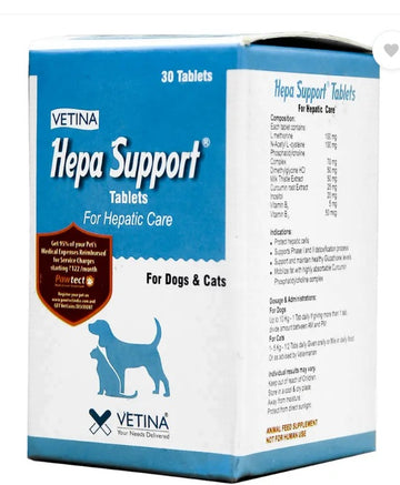 Vetina Hepa Support For Hepatic Care Tablets For Dogs & Cats